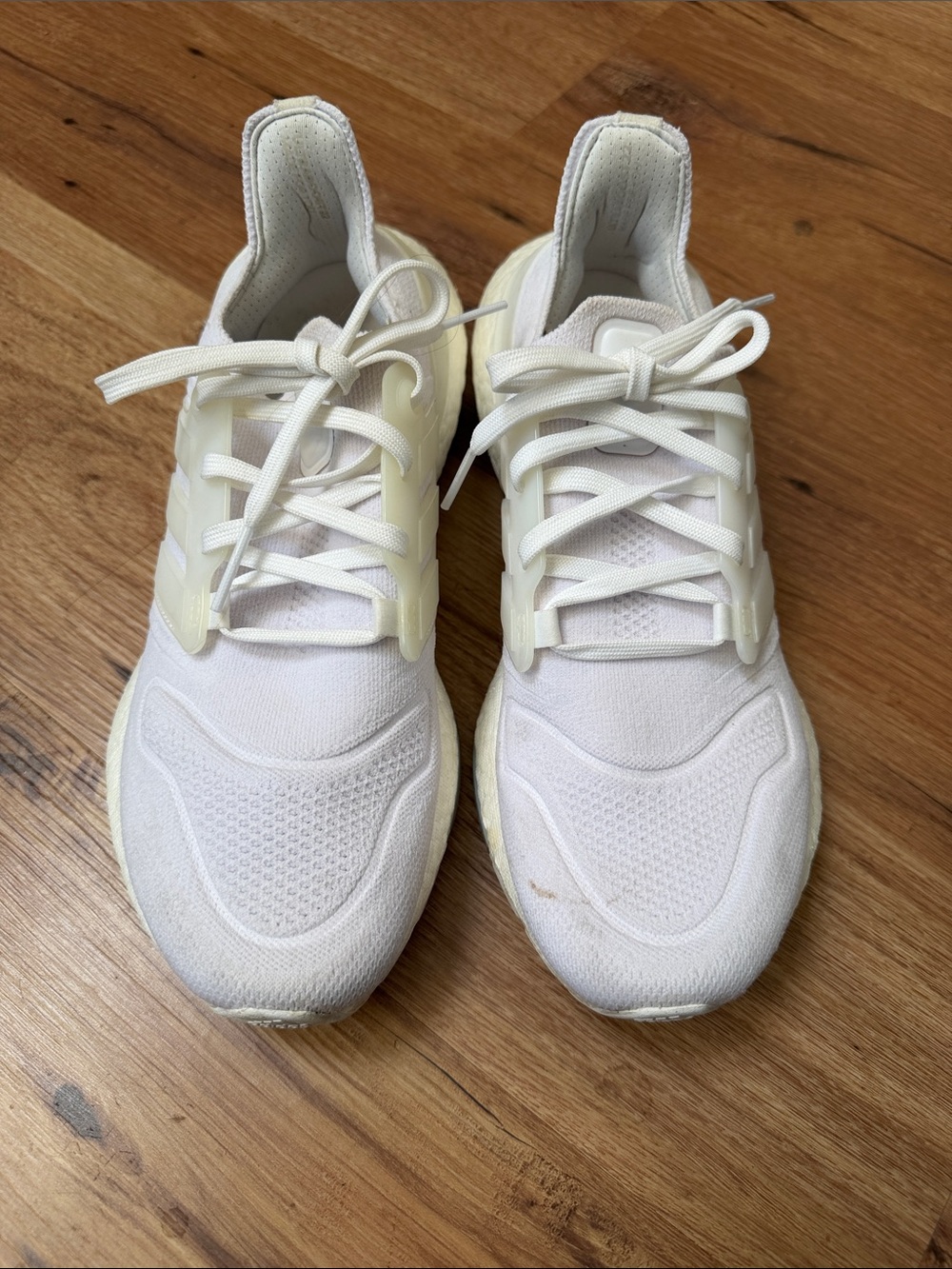 Adidas ultra boost running shoes, cloud white, size 9